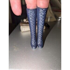 VTG 1970 Barbie Squishy Navy High Heel Lace Up Boots Taiwan